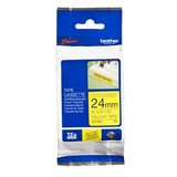 Brother TZe-S651 Black on Yellow - Strong Adhesive Laminated Labelling Tape - 24mm x 8 Metres