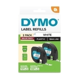 Dymo LetraTag Plastic Tape 12mm x 4m White Pk2