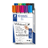 Staedtler Lumocolor Non-Permanent Whiteboard Markers - 10 Pack - Assorted Colours