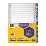 Marbig Indices &amp; Dividers 1-20 Tab Reinf A4 Colour