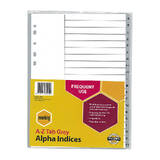 Marbig Indices &amp; Dividers A-Z Tab Pp A4 Grey