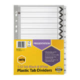 Marbig Indices &amp; Dividers 1-12 Tab Reinf A4 Black