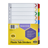 Marbig Indices &amp; Dividers 10 Tab Reinf A4 Colour