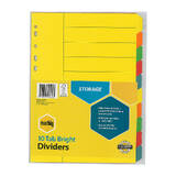 Marbig Indices &amp; Divider 10 Tab Manilla A4 Brights