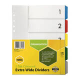 Marbig Indices &amp; Dividers 5 Tab Pp A4 Extra Wide