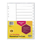 Marbig Indices &amp; Dividers 1-12 Tab Pp A4 White