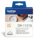 Brother DK-11219 White Round Label - 12mm Diameter, 1200 Labels Per Roll