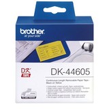 Brother DK-44605 Black on Yellow Removable Continuous Paper Roll - 62mm x 30.48M