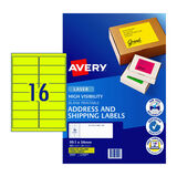 Avery Fluoro Yellow Label L7162FY 99.1x34mm - 16Up Pack 25