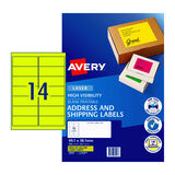 Avery Fluoro Yellow Label L7163F 99.1x38.1mm - 14Up Pack 25