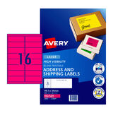 Avery Fluoro Pink Label L7162FP 99.1x34mm - 16Up Pack 25