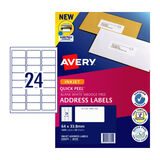 Avery Inkjet Label Address Quick Peel J8159 64x33.8mm - 24Up Pack 50