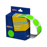 Avery Dispenser Dot Sticker Fluoro Green 24mm - 350 Labels per Roll