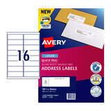 Avery Laser Label Address Quck Peel L7162 99.1x34mm - 16Up Pack 20