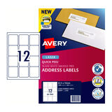 Avery Laser Label Address Quick Peel L7164 63.5x72mm - 12Up Pack 100