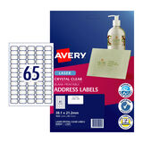 Avery Laser Address Clear L7551 38.1x21.2mm - 65Up Pack 25