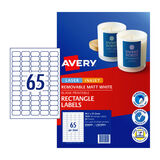 Avery LIP Label Removable Multi-Purpose L7651REV 38.1x21.2mm - 65Up Pack 25