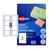 Avery Laser Label Clear L7565 99.1x67.7mm - 8Up Pack 25