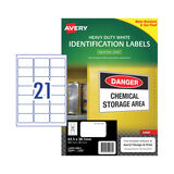 Avery Laser Label Heavy Duty White L7060 63.5x38.1mm - 21Up Pack 25