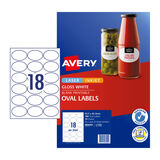 Avery Label Gloss Oval L7102 63.5x42.3 18Up Pack 10