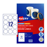 Avery Label Rmovable Matt Round L7104 60mm - 12Up Pack 10