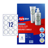 Avery Laser Label Clear Round L7114 60mm - 12Up Pack 10