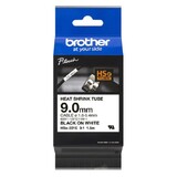 Brother HSe-221E Heat Shrink Tube - Black on White 9mm x 1.5m