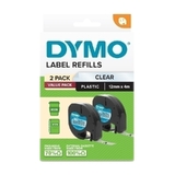 Dymo LetraTag Plastic Tape 12mm x 4m Clear Pk2