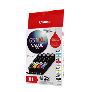 Canon CLI-651XL High Yield Ink Value Pack [1PBK,1C,1M,1Y]