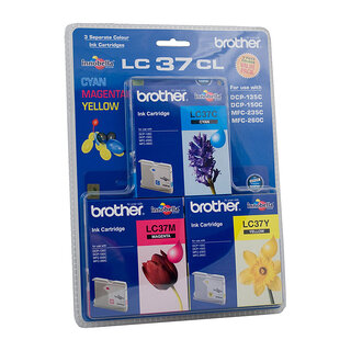 Brother LC-37 Cyan, Magenta & Yellow Colour Value Pack