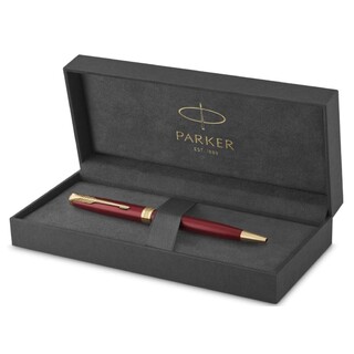 Parker Sonnet Red Lacquer Gold Trim Ballpoint Pen