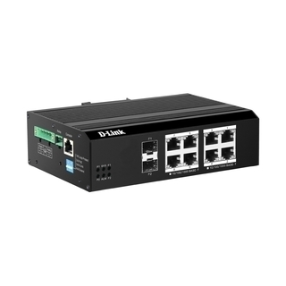 D-Link 10-Port Gigabit Industrial Smart Managed PoE+ Switch with 8 PoE ports &amp; 2 SFP ports