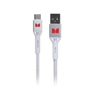 Monster USB-C to USB-A Braided Cable - White 1.2m