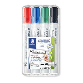 Staedtler Lumocolor Non-Permanent Whiteboard Markers - 4 Pack - Assorted Colours