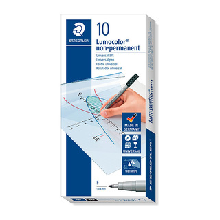 Staedtler Lumocolour 0.6mm Fine Non-Permanent Pen - Box of 10 - Black