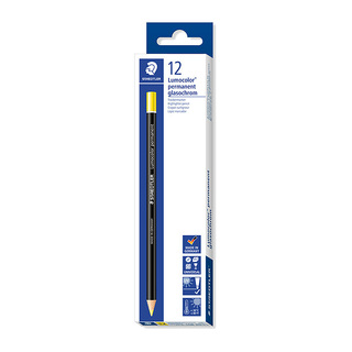 Staedtler Lumocolor permanent glasochrom 108 20 Waterproof Dry marker - Box of 12 - Yellow