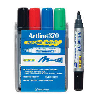 Artline 370 Flipchart Marker 2mm Bullet Astd Wlt4