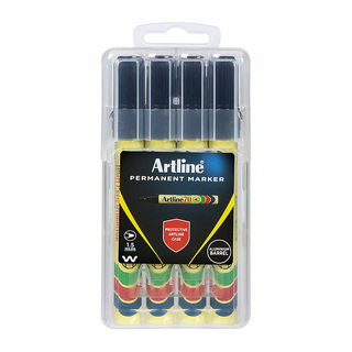 Artline 70 Permanent Marker Black Hard Case Pk4