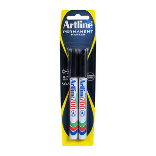 Artline 700 Permanent Marker 0.7mm Bullet Blk Pk2