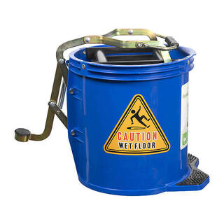 Cleanlink H/Duty Mop Bucket Metal Wringer 16L Blue