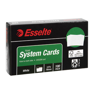 Esselte System Cards 127X76mm (5X3) White Pk100