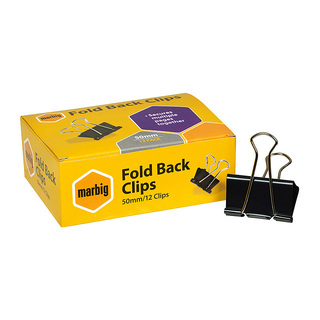 Marbig Fold Back Clips 50mm Box 12