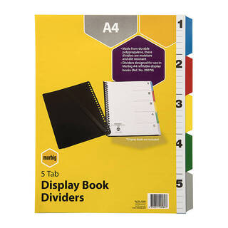 Marbig D/Book Indices &amp; Dividers 5 Tab PP A4 Multi