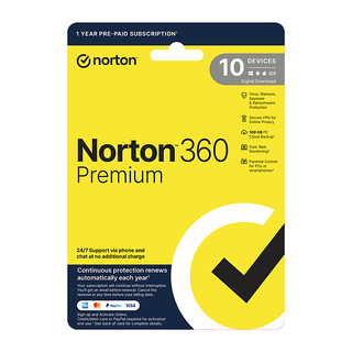 Norton 360 Premium Protection - 1 User 10 Devices 1 Year Sub