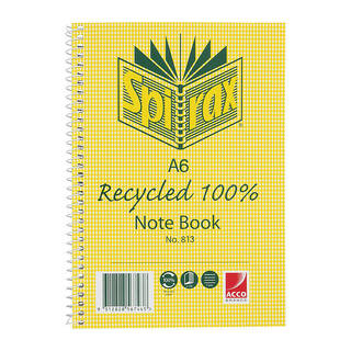 Spirax 813 Recycled Notebook A6 100 Pg Pk5