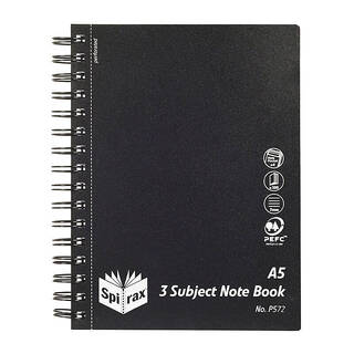 Spirax P572 PP 3 Subject Book A5 300P Blk S/O Pk5