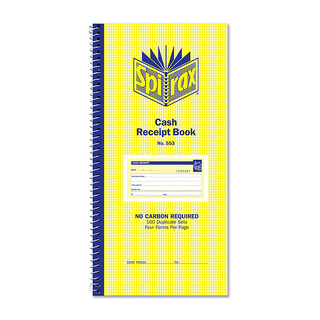 Spirax 553 Cash Receipt Book 279X144mm Pk10