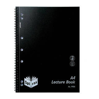 Spirax P906 PP Lecture Book A4 140 Page Black Pk10