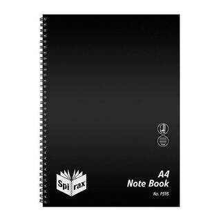 Spirax P595 PP Notebook A4 120 Pg Black S/O Pk10