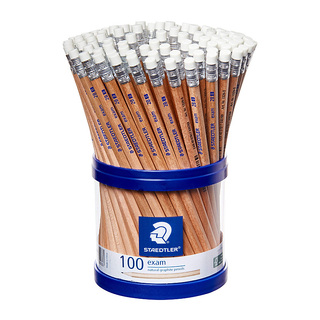 Staedtler Exam Natural 2B Pencil with Eraser Tip - Cup of 100